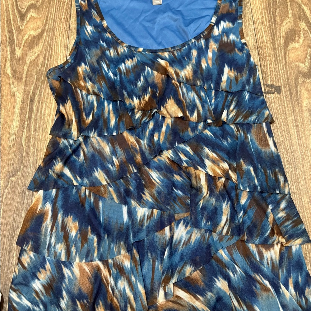 Roz & Ali Blue and Brown Patterned Tank Top